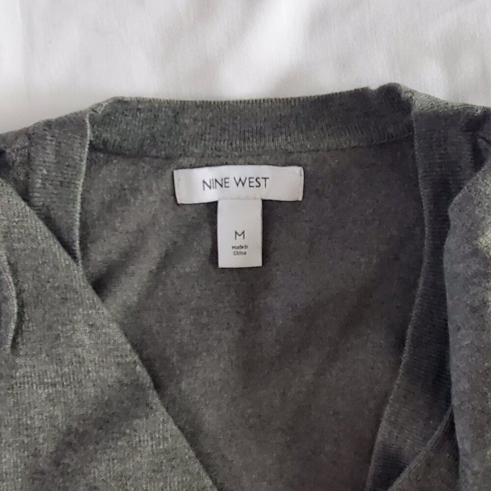 Brand New -Nine West Essential Cardigan Color: Coal Heather Gray-Size M - Picture 2 of 12
